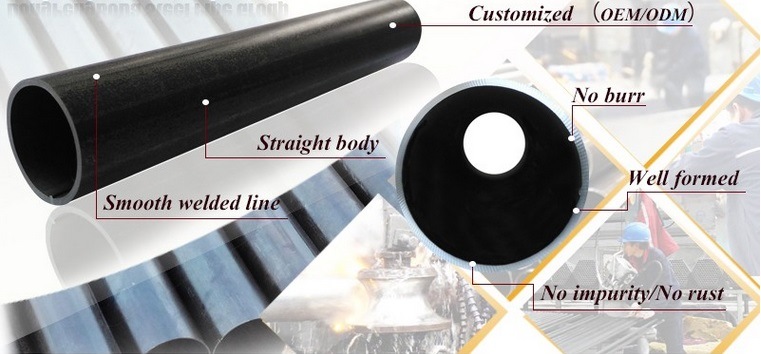 ASTM A53 4inch Black Painted ERW Ms Steel Pipe